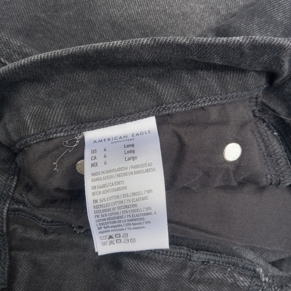 American Eagle Stretch Curvy Straight Size 4 Long Women's Black Denim Jeans - Picture 6 of 10